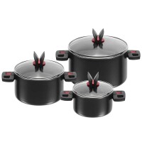 Click & Cook Grydesæt med Glaslåg, 6-delt