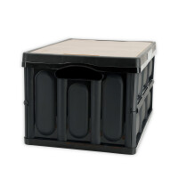 Sammenfoldelig boks med trælåg, sort